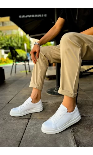 CH979 Santoni CRT Spor Erkek Ayakkabı BEYAZ