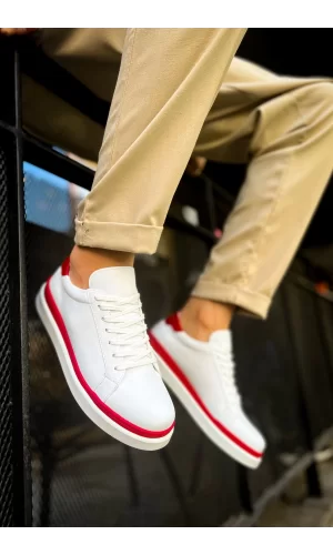 CH979 Santoni GBT Spor Erkek Ayakkabı BEYAZ/KIRMIZI