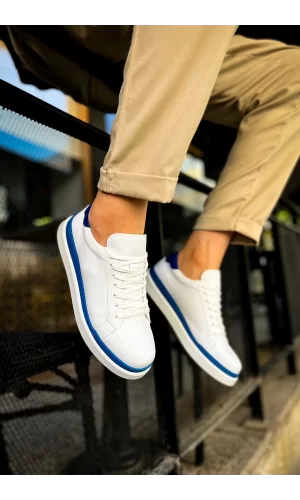 CH979 Santoni GBT Spor Erkek Ayakkabı BEYAZ/MAVI