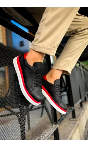 CH979 Santoni GBT Spor Erkek Ayakkabı SIYAH/KIRMIZI