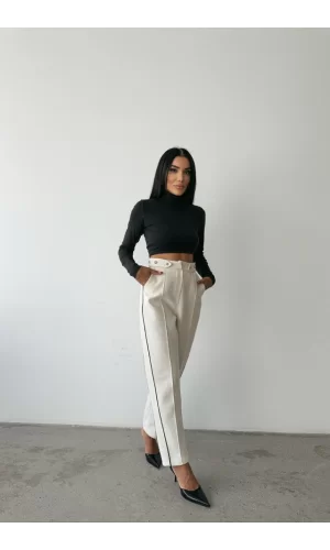 CHANEL PANTOLON YAN BİYELİ - Beyaz