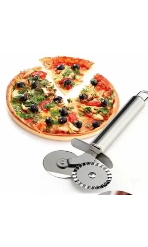 Çift Başlı Metal Pizza Kesici Ve Hamur Ruleti