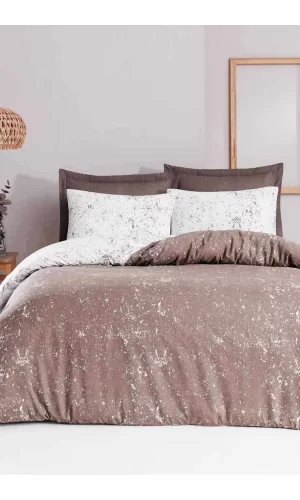 Çift Kişilik Pamuklu Nevresim Takımı Fitted Çarşaflı Lastikli Soul Wood