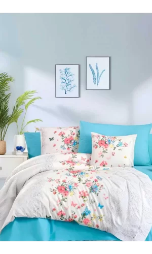 Çift Kişilik Ranforce Nevresim Takımı &#37;100 Pamuklu Butterfly