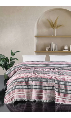 Çift Kişilik Yatak Pikesi Güneş Kırmızı Lacivert 200 x 230 Cm