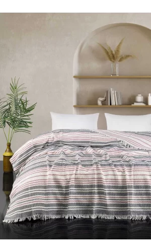 Çift Kişilik Yatak Pikesi Güneş Pudra Gri 200 x 230 Cm