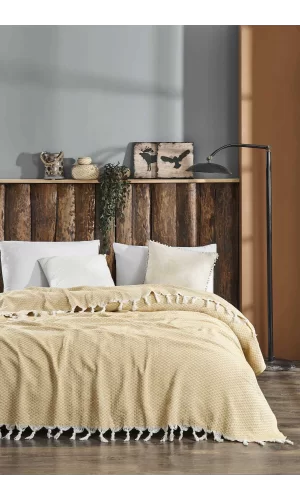 Çift Kişilik Yatak Pikesi Yelda Sarı 200 x 230 Cm