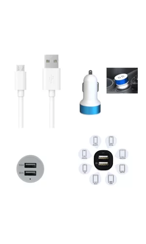 Çift Usb Girişli 3.1 Çıkışlı Seyahat Seti Android / Micro Usb