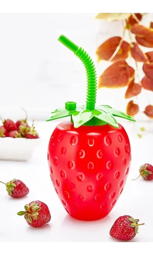 Çilek Pipetli Suluk | Çilek Şeklinde Eğlenceli Suluk Royaleks-81152