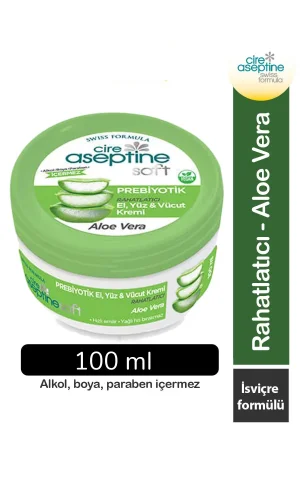 Cire Aseptine Soft Aloe Vera Özlü Yatıştırıcı Besleyici Prebiyotikli Krem 100 ml