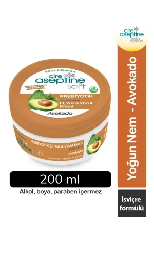 Cire Aseptine Soft Avokado Özlü Yoğun Nemlendirici Prebiyotikli Krem 200 ml