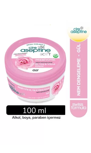 Cire Aseptine Soft Gül Özlü Nem Dengeleyici , Besleyici Prebiyotikli Krem 100 ml