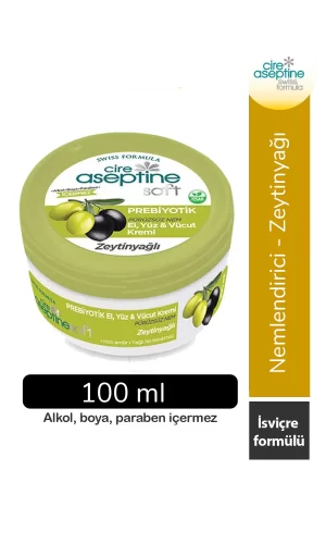 Cire Aseptine Soft Zeytinyağlı Nemlendirici Pürüzsüzleştirici Prebiyotikli Krem 100 ml