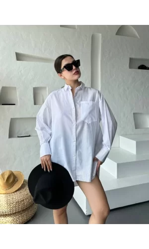 Çizgili Oversize Gömlek