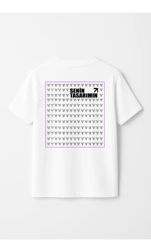 Çocuk Arka Sizin Tasarımınız Basic Tshirt - Beyaz