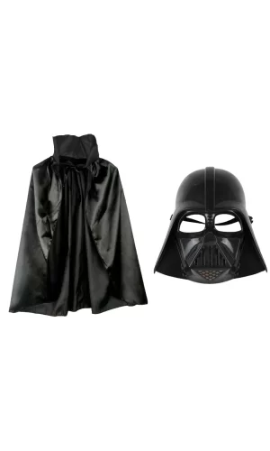 Çocuk Boy Yıldız Savaşları Star Wars Darth V Maskesi Ve 90 Cm Pelerin Seti Siyah