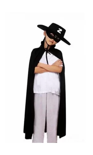 Çocuk Boy Zorro Pelerin + Şapka + Maske Kostüm Seti