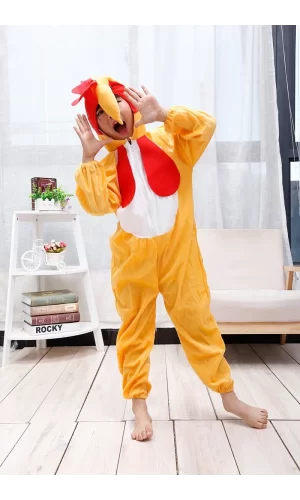 Çocuk Horoz Kostümü - Tavuk Kostümü 2-3 Yaş 80 Cm