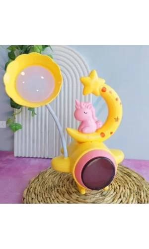 Çocuk Odası Ay ve Unicorn Desenli Gece Lambası