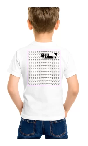 Çocuk Ön Arka Sizin Tasarımınız Basic Tshirt - Beyaz