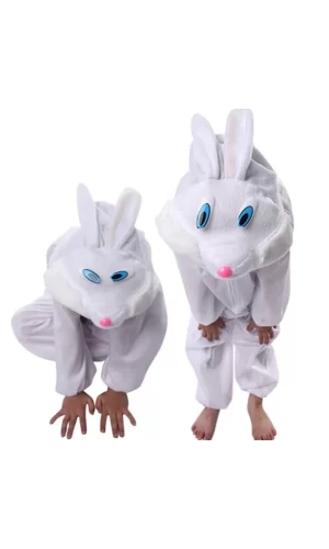 Çocuk Tavşan Kostümü Beyaz Renk 2-3 Yaş 80 Cm