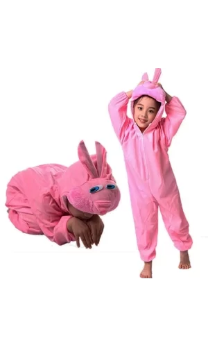 Çocuk Tavşan Kostümü Pembe Renk 4-5 Yaş 100 Cm