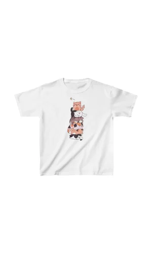 Luz&Pos Çocuk Unisex Baskılı T-shirt - Beyaz