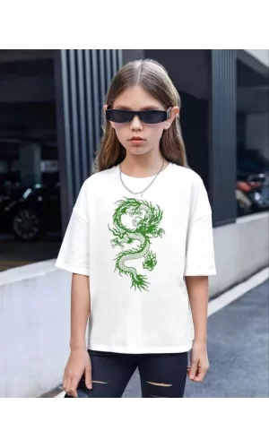 Luz&Pos Çocuk Unisex Baskılı T-shirt - Beyaz