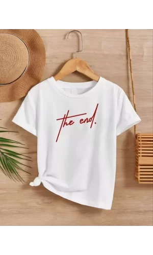 Luz&Pos Çocuk Unisex Baskılı T-shirt - Beyaz