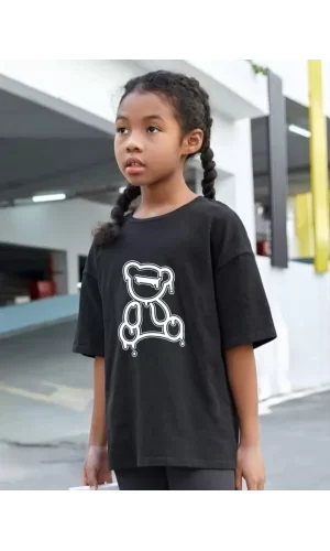 Luz&Pos Çocuk Unisex Baskılı T-shirt - Siyah