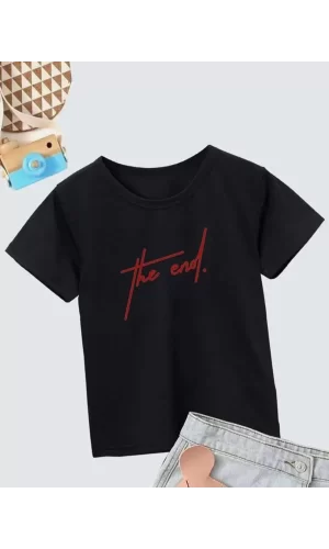 Luz&Pos Çocuk Unisex Baskılı T-shirt - Siyah
