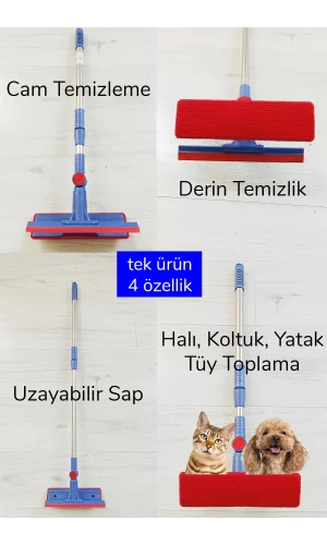 Çok Amaçlı Pratik Cam Temizleyici Kıl Tüy Toplayıcı Halı Kanepe Koltuk Temizleyici Döner Başlıklı