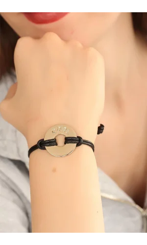 COOL (Havalı) Siyah Deri İpli Unisex Mood Bileklik