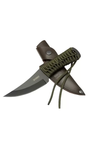 Crkt Scrub Fixed 2712 Bk Siyah Kamp / Outdoor Bıçak 22,5cm - İpli Sap, Deri Kılıflı