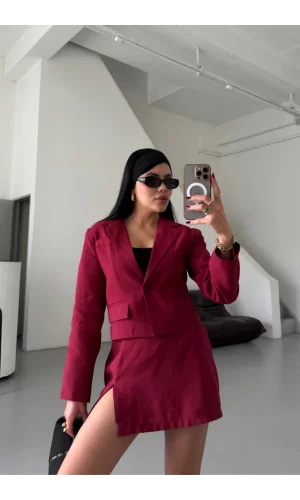 CROP CEKET - KISA ETEK TAKIM - Bordo