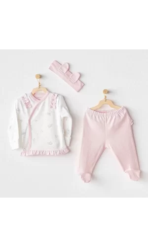 Luz&Pos Cuddly Bunny Bear 3lü Zıbın Set Pink