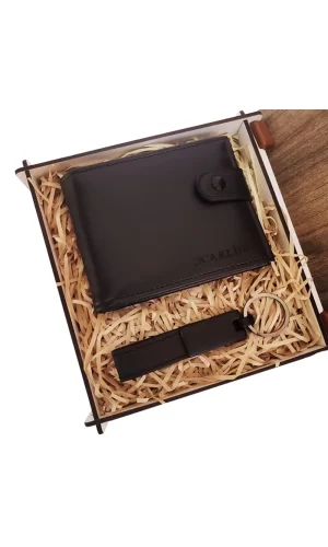 Cüzdan Anahtarlık Ahşap Kutulu Set