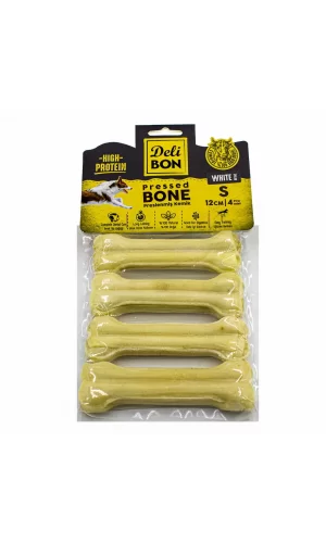 Delibon Deri Köpek Çiğneti Pres Kemik 4x12cm Beyaz