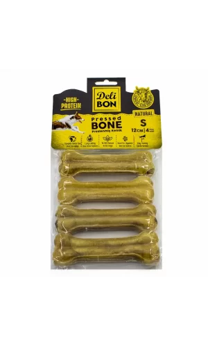 Delibon Deri Köpek Çiğneti Pres Kemik 4x12cm Natural