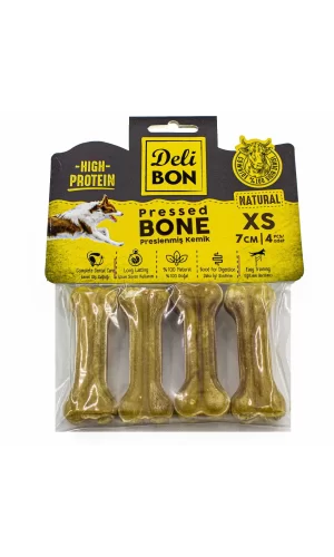 Delibon Deri Köpek Çiğneti Pres Kemik 4x7cm Natural