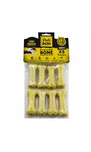 Delibon Deri Köpek Çiğneti Pres Kemik 8x7cm Beyaz