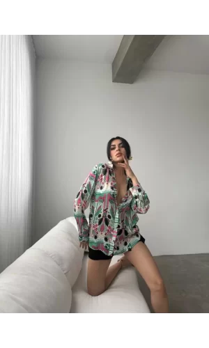 Desenli Oversize Gömlek