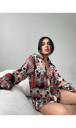 Desenli Oversize Gömlek