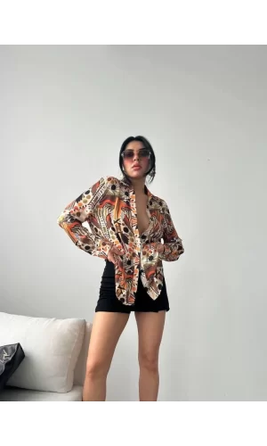 Desenli Oversize Gömlek