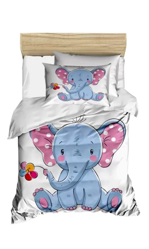 Dijital Baskılı 3d Pamuklu Yenidoğan Bebek Nevresim Takımı Cute Elephant