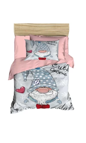 Dijital Baskılı 3d Pamuklu Yenidoğan Bebek Nevresim Takımı Cute Gnome Pink