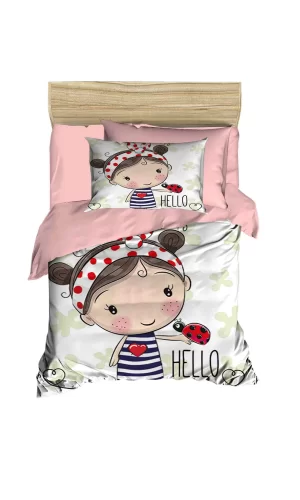 Dijital Baskılı 3d Pamuklu Yenidoğan Bebek Nevresim Takımı Hello Girl
