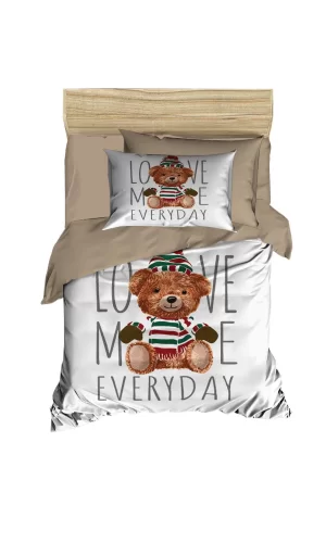 Dijital Baskılı 3d Pamuklu Yenidoğan Bebek Nevresim Takımı Love Me Everyday