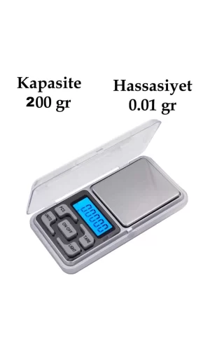 Dijital Hassas Elektronik Kuyumcu Cep Terazisi Tartı 200 Gr /  0.01 Gr
