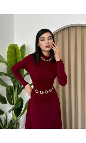 Dina Boğazlı Midi Elbise